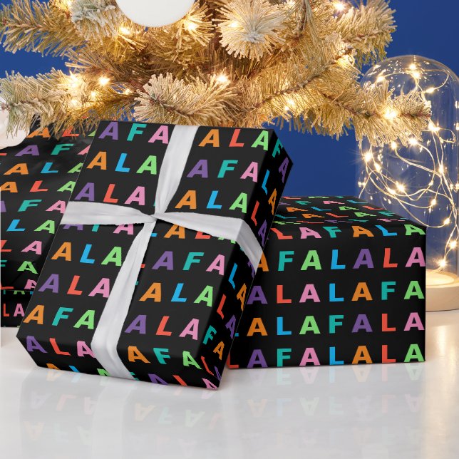 Colourful Fun FA LA LA Holiday Season Text Wrapping Paper (Holidays)