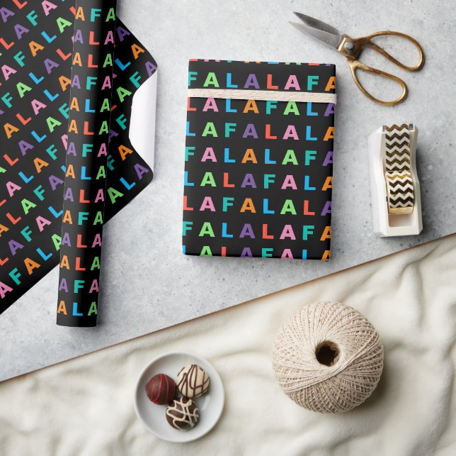 Colourful Fun FA LA LA Holiday Season Text Wrapping Paper (Crafts)