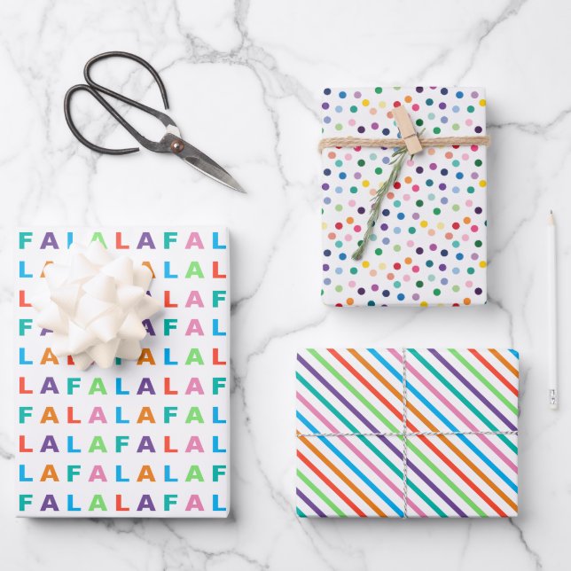 Colourful Fun FA LA LA Holiday Season Text Wrapping Paper Sheet (Front)