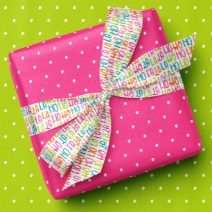 Colourful fun falala hohoho Christmas holiday Satin Ribbon