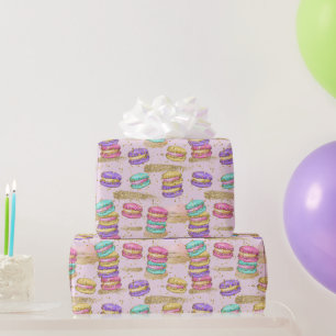 Colourful Fun Faux Gold Glitter Macarons Pattern  Wrapping Paper