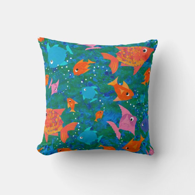 Colourful Fun Fish in the Sea Pillow or Cushion (Front)