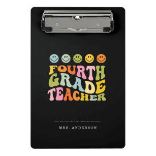 Colourful Fun Fourth Grade Teacher Custom Name Mini Clipboard
