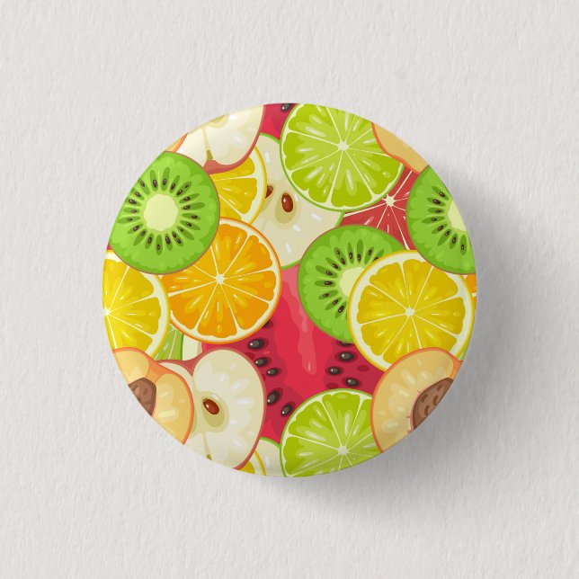 Colourful Fun Fruit Pattern 1 Inch Round Button (Front)