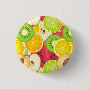 Colourful Fun Fruit Pattern 1 Inch Round Button