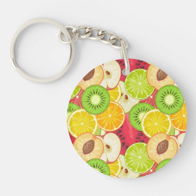 Colourful Fun Fruit Pattern Keychain (Front)