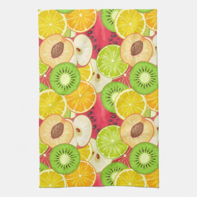 Colourful Fun Fruit Pattern Kitchen Towel (Vertical)