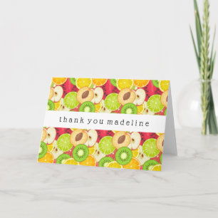 Colourful Fun Fruit Pattern Thank You Card