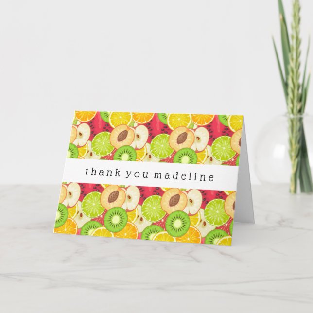 Colourful Fun Fruit Pattern Thank You Card (Front)