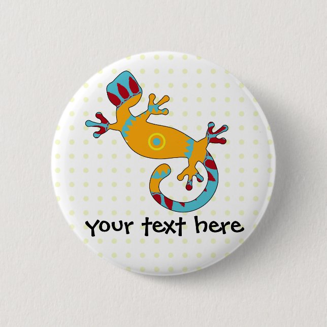 Colourful Fun Gecko Lizard 2 Inch Round Button (Front)
