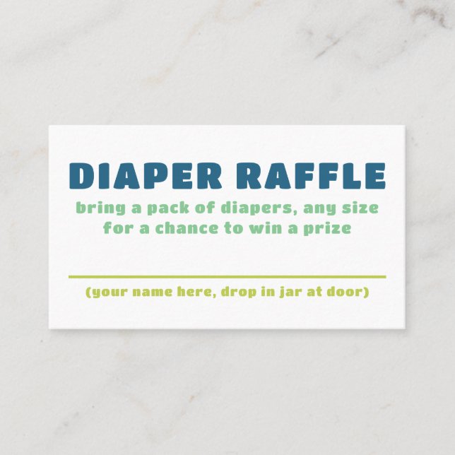 Colourful Fun Gender Neutral Baby Diaper Raffle Bu Business Card (Front)
