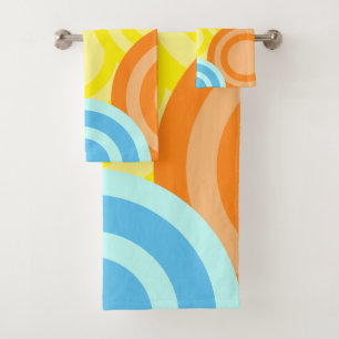 Colourful Fun Girly Retro  Bath Towel Set