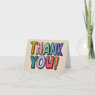 Colourful Fun Hand Lettered Thank You Card