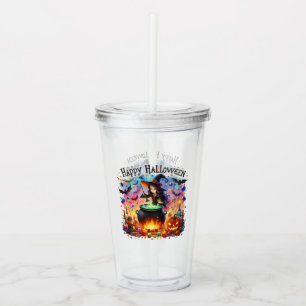 Colourful Fun Happy Halloween Witch Acrylic Tumble Tumbler