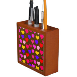 Colourful Fun Hearts for Valentines Desk Organizer