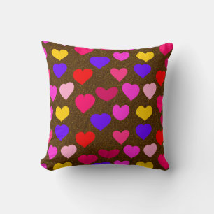 Colourful Fun Hearts for Valentines Throw Pillow