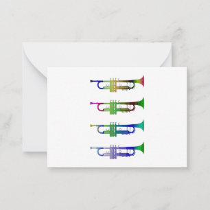 Colourful fun jazz trumpets Flat Note Card