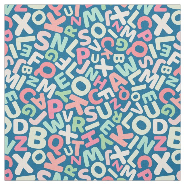 colourful fun kids alphabet fabric by the yard (Swatch)