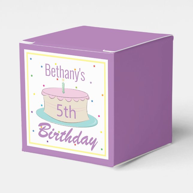 Colourful Fun Kids Birthday Cake Party Favor Box (Front Side)