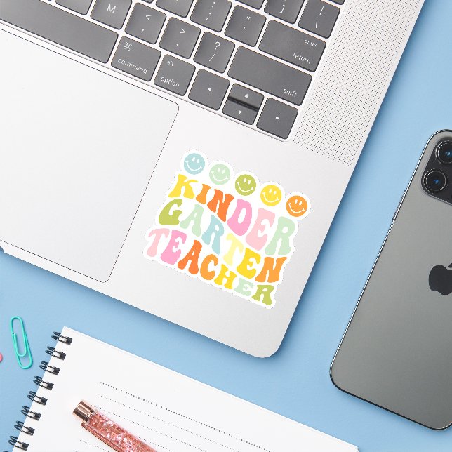 Colourful Fun Kindergarten Teacher Custom Name (Laptop w/ iPhone)