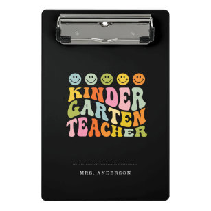 Colourful Fun Kindergarten Teacher Custom Name Mini Clipboard