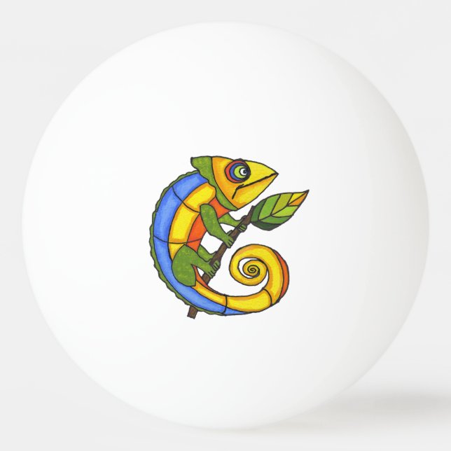 Colourful Fun Lizard Branch Dots Ping Pong Ball (Front)