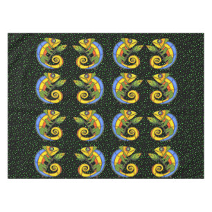 Colourful Fun Lizard Branch Dots Tablecloth