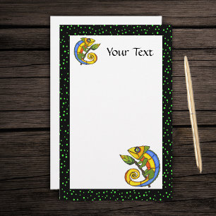 Colourful Fun Lizard on a Branch Stationery
