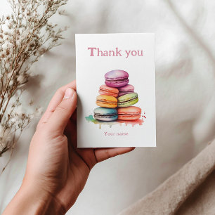 Colourful fun macaroon watercolor bridal shower thank you card