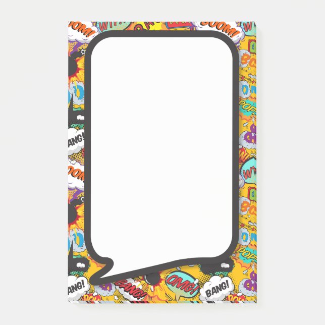 Colourful Fun Modern Comic Book Speech Bubble Post-it Notes (Front)