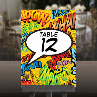 Colourful Fun Modern Comic Book Speech Bubble Table Number