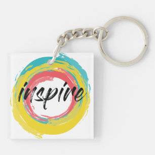 Colourful, fun, modern vibrant cool design Inspire Keychain