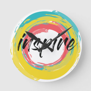 Colourful, fun, modern vibrant cool design Inspire Round Clock