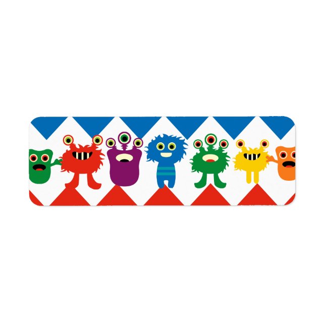 Colourful Fun Monsters Cute Chevron Striped Patter (Front)