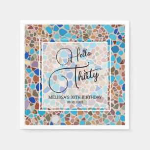 Colourful & Fun Mosaic Hello Thirty 30th Birthday Napkin