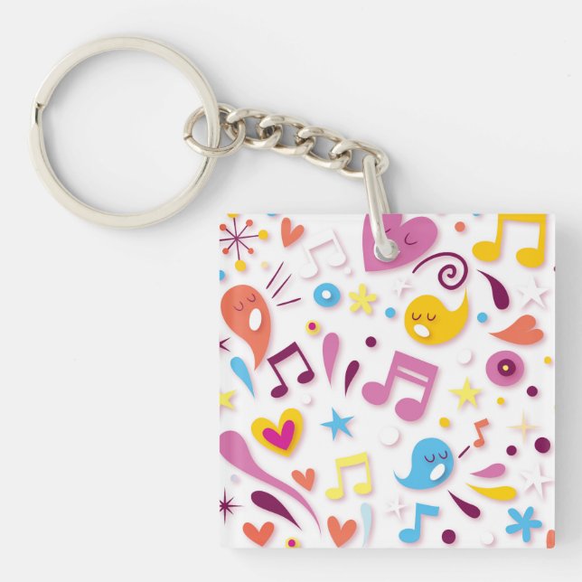 Colourful Fun Music Notes Keychain (Front)