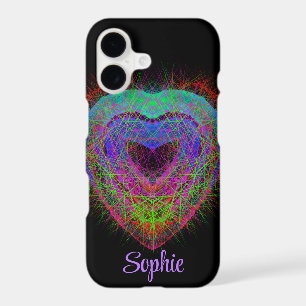 Colourful fun neon Graffiti sparkling heart design
