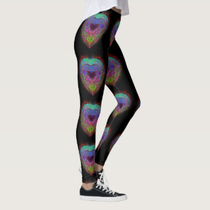 Colourful fun neon Graffiti sparkling heart design Leggings