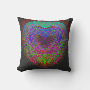 Colourful fun neon Graffiti sparkling heart design Throw Pillow