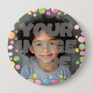 Colourful Fun Pastel Bubble Frame Border for Photo 4 Inch Round Button