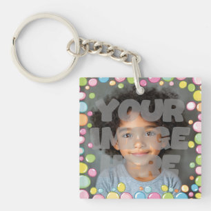 Colourful Fun Pastel Bubble Frame Border for Photo Keychain