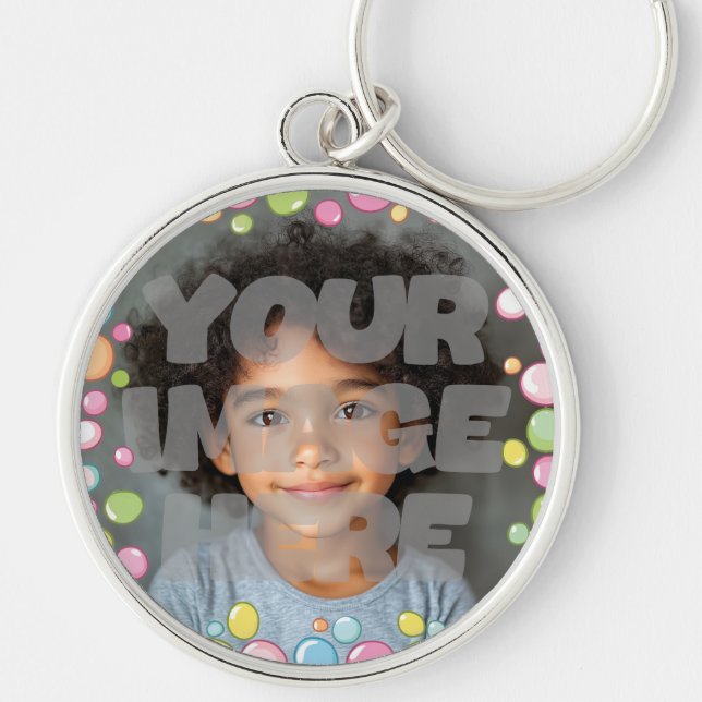 Colourful Fun Pastel Bubble Frame Border for Photo Keychain (Front)
