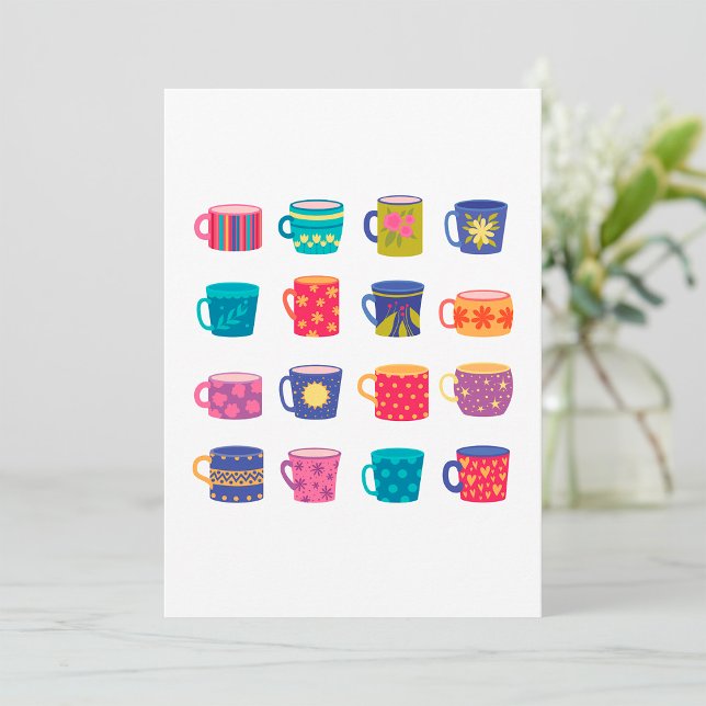 Colourful Fun Patterned Coffee Mug Set  Invitation (Creator Uploaded)
