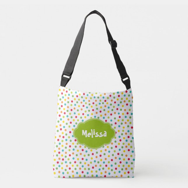 Colourful Fun Polka Dotted Customized Add Name Bag (Front)
