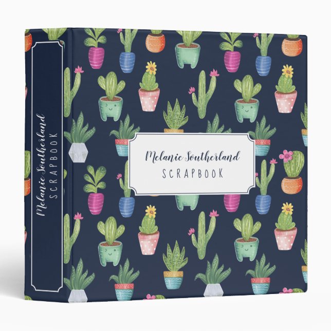 Colourful Fun Potted Plants & Cactus Scrapbook Binder (Front/Spine)