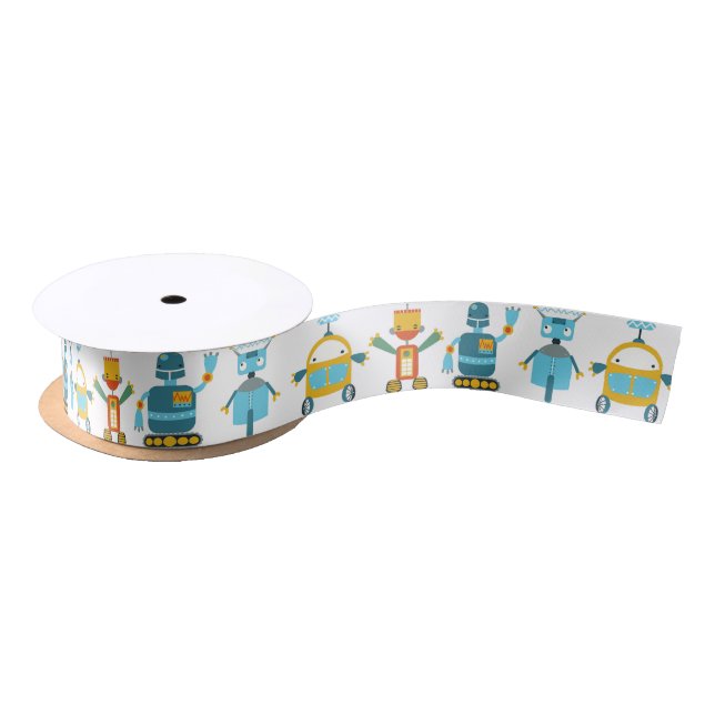 Colourful Fun Robots for Kids Satin Ribbon (Spool)