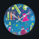 Colourful Fun Science Chemistry Personalized Round Clock<br><div class="desc">Customize with any text.</div>