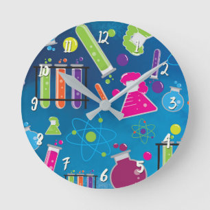 Colourful Fun Science Chemistry Personalized Round Clock