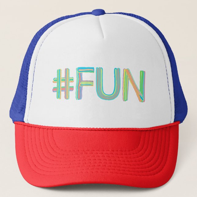 Colourful #FUN Sign Design Trucker Hat (Front)