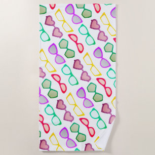 Colourful Fun Sunglasses Pattern Beach Towel